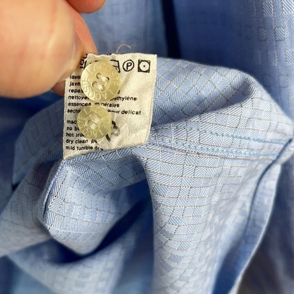 LACOSTE Mens Button Up Dress Shirt Light Blue Long Sleeve Logo Preppy 40 (M) - Picture 11 of 15